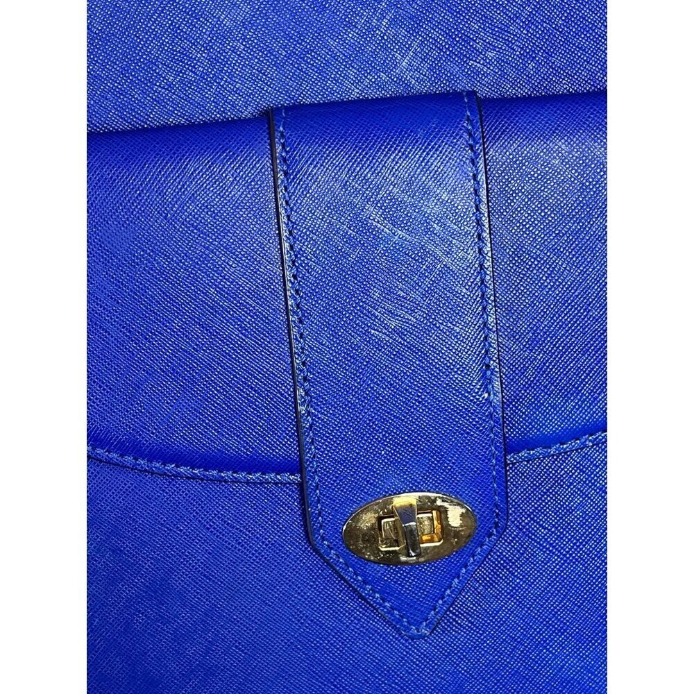 Henri Bendel Saffiano Leather Rivington Royal Blue Tote Pebbled Luxury Preppy - Picture 2 of 16